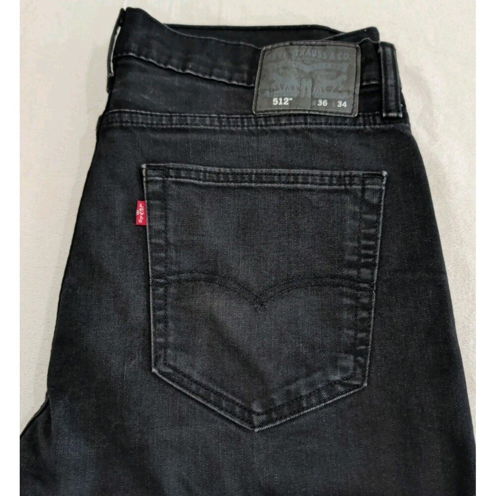 Levi's 512 Mens Size 36 X 34 Black Straight Jeans